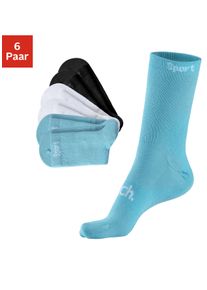 Sportsocken Bench., Herren, Gr. 43-46, bunt (2x t&uuml;rkis, 2x wei&szlig;, 2x schwarz), Baumwollmischung, unifarben, elastisch, Socken Sportsocken, mit antibakterieller Feuchtigkeitsregulierung