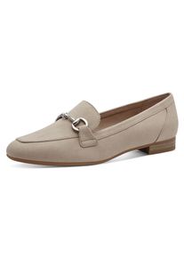 Slipper Marco Tozzi, Damen, Gr. 41, beige (sand), Textil, unifarben, Schuhe Slipper, Blockabsatz, Loafer, Businessschuh mit Schmuckspange, Topseller