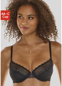 B&uuml;gel-BH Lascana, Damen, Gr. 95, Cup F, schwarz, Microtouch, Obermaterial: 89% Polyamid, 11% Elasthan, BHs B&uuml;gel-BH, mit dezent transparenter Spitze, Dessous