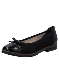 Ballerina Rieker, Damen, Gr. 37, schwarz, Lacklederimitat, Lederimitat, unifarben, Schuhe Ballerina, Loafer, Schlupfschuh, Flats, Slipper, Businessschuh mit Schleifchen, Topseller