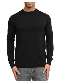 Rundhalspullover INDICODE "Wildman", Herren, Gr. L, schwarz, Strick, Obermaterial: 80% Baumwolle, 20% Polyamid, unifarben, normal, Rundhals, Pullover Rundhalspullover