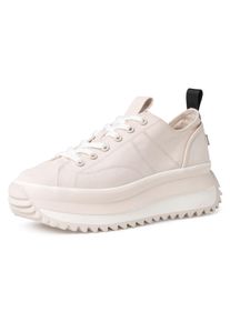 Plateausneaker Tamaris "Milena", Damen, Gr. 40, beige (creme), Synthetik, Textil, Schuhe Plateausneaker, Freizeitschuh, Halbschuh, Schn&uuml;rschuh in veganer Verarbeitung, Topseller