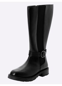 Weitschaftstiefel sheego, Damen, Gr. 40, XXL-Schaft, schwarz, Leder, Schuhe Weitschaftstiefel