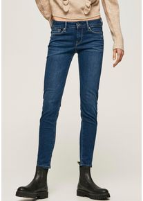 Skinny-fit-Jeans Pepe Jeans "SOHO", Damen, Gr. 25, L&auml;nge 28, blau (schwarz used worn), Denim/Jeans, Obermaterial: 84% Baumwolle, 14% Polyester, 2% Elasthan, skinny fit lang, Jeans Skinny-fit-Jeans, im 5-Pocket-Stil mit 1-Knopf Bund und Stretch-Anteil
