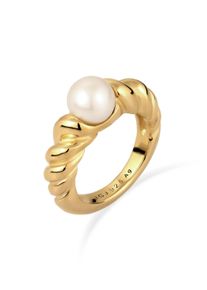 Perlenring Elli Premium "Ring Wei&szlig; 925 Sterling Silber, mit Perle von Swarovski" Gr. 58, gold, Fingerringe, Damen, 58, Silber 925 (Sterlingsilber), Perlenring