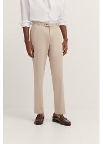 Anzughose Bugatti, Herren, Gr. 52, Normalgr&ouml;&szlig;en, beige (30, beige), 66% Polyester, 21% Viskose, 10% Polyamid, 3% Elasthan, unifarben, gerade, unten schmal, Hosen Anzughose, mit Stretch & B&uuml;gelfalte