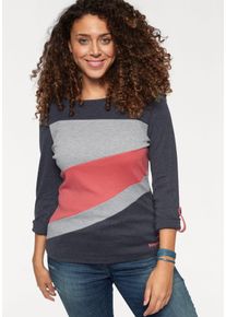 Longsleeve Kangaroos, Damen, Gr. 44/46, bunt (marine, meliert, koralle), Rippware, Obermaterial: 70% Baumwolle, 28% Polyester, 2% Viskose, kontrastfarbene Details, meliert, sehr figurbetont h&uuml;ftlang, Rundhals, krempelbar, Shirts Longsleeve, Langarm, figurbetonte Passform, unifarben, Rundhalsausschnitt, Topseller