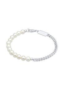 Armkette Kuzzoi "Armband Basic M&auml;nner Panzerkette Massiv Perlen 925 Silber" Gr. 210, silber, Armb&auml;nder, Herren, 210, Silber 925 (Sterlingsilber), Armkette