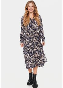 Hemdblusenkleid Saint Tropez "BlancaSZ LS Dress", Damen, Gr. M (38), N-Gr, schwarz (schwarz zebra graphic), Web, Obermaterial: 100% Viskose, gemustert, V-Ausschnitt, Kleider Hemdblusenkleid, Sommerkleid