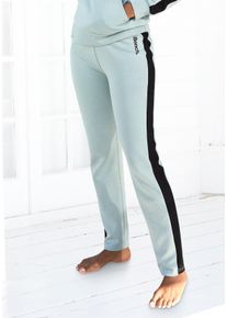 Loungehose BENCH. LOUNGEWEAR, Damen, Gr. 44/46, N-Gr, gr&uuml;n (mint, schwarz), Jersey, Obermaterial: 60% Baumwolle, 40% Polyester, unifarben mit Farbeinsatz, bequem lang, Hosen Loungehose, mit Seitenstreifen und geradem Bein, Loungewear, Topseller