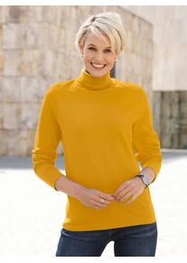 Rollkragenshirt Classic Basics "Shirtrolli", Damen, Gr. 52, gelb (ocker), 100% Baumwolle, unifarben, ohne Ausschnitt, Shirts Rollkragenshirt