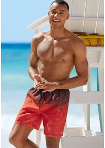 H.I.S. Badeshorts H.I.S, Herren, Gr. XXL (58/60), N-Gr, rot (rot bedruckt), Microfaser, Recycling-Polyester, Farbverlauf, bedruckt, Badehosen Badeshorts, mit Farbverlauf