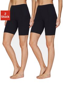 Radlerhose Vivance ACTIVE, Damen, Gr. 44/46, N-Gr, schwarz (2x schwarz), Single Jersey, Obermaterial: 95% Baumwolle, 5% Elasthan, unifarben, Basic, figurbetont ca. Mitte Oberschenkel, Hosen Radlerhose, mit Gummibund, Loungewear, Topseller