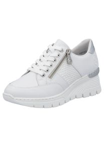 Keilsneaker Rieker, Damen, Gr. 40, silber (wei&szlig;, silberfarben), Leder, Lederimitat, Schuhe Keilsneaker, Halbschuh, Freizeitschuh, Schn&uuml;rschuh, Sneaker mit Rei&szlig;verschluss