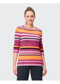 T-Shirt Joy Sportswear "3/4 ARM SHIRT SARINA", Damen, Gr. 38, rosa (fuchsia rot stripes), Obermaterial: 95% Baumwolle, 5% Elasthan, Shirts T-Shirt