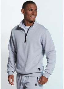 Sweatshirt John Devin, Herren, Gr. 3XL (64/66), grau (hellgrau), angeraute Sweatware, Obermaterial: 60% Baumwolle, 40% Polyester, unifarben, bequem normal, Rundhals, angesetztes B&uuml;ndchen, Sweatshirts Sweatshirt, Troyer mit schwarzem Rei&szlig;verschluss am Kragen, aus Baumwoll-Mix, Topseller