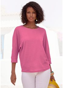 3/4-Arm-Shirt Vivance "aus b&uuml;gelfreier Cr&ecirc;pe-Qualit&auml;t", Damen, Gr. 44/46, pink, Cr&ecirc;pe, Obermaterial: 98% Polyester, 2% Elasthan, unifarben, l&auml;ssig geschnitten normal, Rundhals, Fledermaus&auml;rmel breiter Bund, Shirts 3/4-Arm-Shirt, Topseller