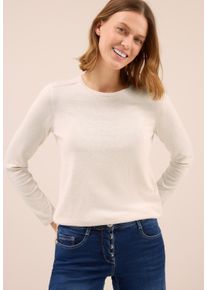 Strickpullover Cecil, Damen, Gr. M (40), beige (oat milk beige melange), Strick, Obermaterial: 60% Baumwolle, 40% Viskose, unifarben, normal h&uuml;ftbedeckend, Rundhals, Flachstrickb&uuml;ndchen, Pullover Strickpullover, mit feinem Detail an der Schulter und Viskose-Anteil, Topseller