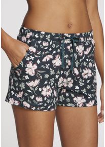 Pyjamashorts s.Oliver, Damen, Gr. 44/46, N-Gr, gr&uuml;n (dunkelgr&uuml;n, rosa, gebl&uuml;mt), Single Jersey, Obermaterial: 50% Baumwolle, 50% Viskose, gebl&uuml;mt, Basic, Basic kurz, Hosen Pyjamashorts, mit sch&ouml;nem Allovermuster