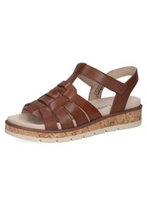 Keilsandalette Caprice, Damen, Gr. 42, braun (cognac), Nappaleder, Schuhe Keilsandalette, Sommerschuh, Bequemschuh im praktischem Klettverschluss