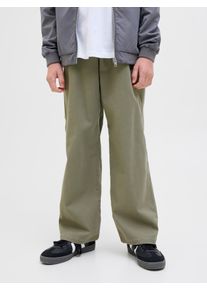 Jack & Jones Chinos JACK & JONES JUNIOR "JPSTALEX CO JJCARPENTER PANTS NOOS JNR", Jungen, Gr. 128, N-Gr, gr&uuml;n (dusty olive detail:stitching with dtm), Web, Obermaterial: 98% Baumwolle, 2% Elasthan, unifarben, relaxed fit kn&ouml;chellang, Hosen Chinos