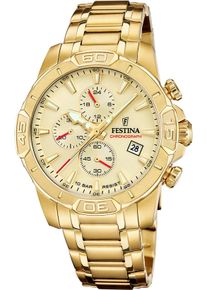 Chronograph Festina "Timeless Chronograph", gold (goldfarben, gelbgoldfarben), Armbanduhren, Herren, Chronograph, Quarzuhr, Armbanduhr, Herrenuhr, Edelstahlarmband, analog, Tag