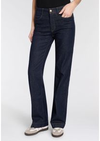 5-Pocket-Jeans MAC "WIDE star", Damen, Gr. 46, L&auml;nge 34, fashion rinsed, Denim/Jeans, Obermaterial: 91% Baumwolle, 7% Elastomultiester, 2% Elasthan, weit lang, Jeans 5-Pocket-Jeans, mit Aufdruck "Star" auf der Ges&auml;&szlig;tasche, weites Bein