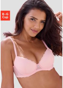 Schalen-BH Vivance, Damen, Gr. 100, Cup G, rosa (ros&eacute;), Spitze, Obermaterial: 91% Polyamid, 9% Elasthan, BHs Schalen-BH, mit B&uuml;gel aus elastischer Netzspitze, sexy Dessous