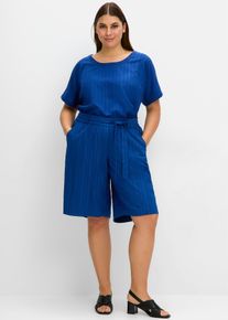 Bermudas sheego, Damen, Gr. 46, Normalgr&ouml;&szlig;en, blau (blaubeere), 56% Viskose, 43% Polyester, 1% Elasthan, unifarben, Hosen Bermudas