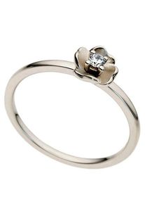 Diamantring Firetti "Schmuck Geschenk Gold 333 Damenring Goldring Diamant Blume" Gr. 19, wei&szlig; (wei&szlig;goldfarben), Fingerringe, Damen, 19, 0,05 P2 = erkennbare Einschl&uuml;sse, Diamanten Wei&szlig;gold 333, 1,5mm, Diamanten, Wei&szlig;gold 333, Diamantring, mit Brillant
