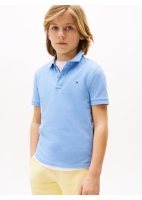 Poloshirt Tommy Hilfiger "FLAG POLO SS", Jungen, Gr. 6 (116), blau (cloudy blau), Single Jersey, Obermaterial: 100% Baumwolle, unifarben, regular fit, eingesetzt Rippb&uuml;ndchen, Shirts Poloshirt, mit Logostickerei