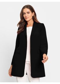 Longblazer Heine "Longblazer", Damen, Gr. 46, schwarz, 95% Polyester, 5% Elasthan, Blazer Longblazer
