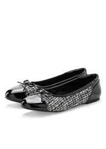 Ballerina Lascana, Damen, Gr. 40, schwarz, Obermaterial: 50% Lederimitat, 50% Textilmaterial. Decksohle: 100% Lederimitat. Futter: 100% Lederimitat. Laufsohle: 100% Synthetik, Hahnentrittmuster, mehrfarbig, Schuhe Ballerina, in Hahnentritt-Optik, Freizeitschuh, Slipper, Halbschuh VEGAN