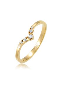 Verlobungsring Elli DIAMONDS "Ring V-Form Diamant (0.07 ct) 585 Gelbgold" Gr. 52, gold, Fingerringe, Damen, 52, Gelbgold 585, Verlobungsring