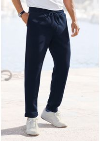 Jogger Pants John Devin "Jogg Pants", Herren, Gr. S (44/46), N-Gr, blau (navy), Stoff, Obermaterial: 83% Polyester, 13% Viskose, 4% Elasthan, unifarben, bequem lang, Hosen Jogger Pants, Umschlag am Beinabschluss, aus elastischer Piqu&eacute;-Qualit&auml;t