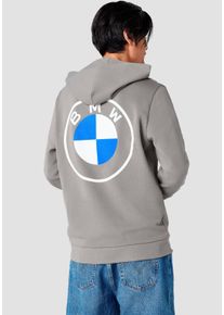Hoodie BMW, Herren, Gr. XS, grau (mid grau), Sweatware, Obermaterial: 100% Baumwolle, unifarben mit Farbeinsatz, regular fit normal, ohne Ausschnitt, Sweatshirts Hoodie, mit Logodruck auf Brusth&ouml;he