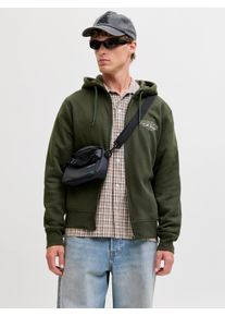 Jack & Jones Kapuzensweatjacke JACK & JONES "JJMAKOTO SWEAT ZIP HOOD", Herren, Gr. S, duffel bag, angeraute Sweatware, Obermaterial: 80% Baumwolle, 20% Polyester, bedruckt, regular fit, Rippb&uuml;ndchen, Sweatjacken Kapuzensweatjacke