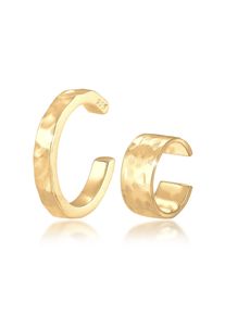 Paar Ohrklemmen Elli "Ohrringe Earcuff Set geh&auml;mmert 925 Sterling Silber" Gr. 13, gold, Ohrringe, Damen, 13, Silber 925 (Sterlingsilber), Paar Ohrklemmen