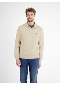 Langarm-Poloshirt Lerros "FELPA", Herren, Gr. L, wei&szlig; (foam wei&szlig;), Sweatware, Obermaterial: 50% Baumwolle, 50% Polyester, unifarben, normal h&uuml;ftbedeckend, Rundhals, B&uuml;ndchen, Shirts Langarm-Poloshirt, Sweatshirt mit Knopfleiste