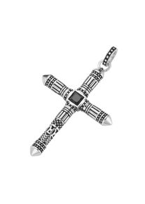 Kreuzanh&auml;nger "Anh&auml;nger Kreuz mit schwarzen Zirkonia, Silber 925", silber, Giorgio Martello MILANO, Schmuckanh&auml;nger, Damen, Silber 925 (Sterlingsilber), Kreuzanh&auml;nger