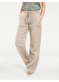 Schlupfhose Heine, Damen, Gr. 46, Normalgr&ouml;&szlig;en, beige (sand), 55% Baumwolle, 45% Leinen, unifarben, lang, Hosen Schlupfhose