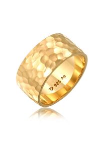 Silberring Elli "Ring Breit Bandring Geh&auml;mmert Matt 925er Silber" Gr. 52, gold, Fingerringe, Damen, 52, Silber 925 (Sterlingsilber), Silberring