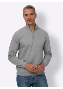 Langarmshirt CLASSIC "Sweatshirt", Herren, Gr. 44/46, grau (hellgrau, meliert), 50% Baumwolle, 50% Polyester, unifarben, Shirts Langarmshirt