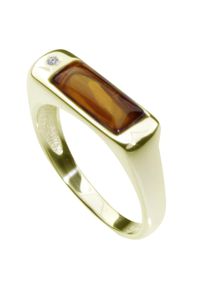 Fingerring OSTSEE-SCHMUCK "- Sylvia - Gold 333/000 - Bernstein/Brillant" Gr. 58, gold (gold 333, goldfarben, gelb), Fingerringe, Damen, 58, Fingerring