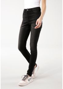 5-Pocket-Jeans Kangaroos "SUPER SKINNY HIGH RISE", Damen, Gr. 46, N-Gr, schwarz (schwarz schwarz), Denim/Jeans, Obermaterial: 67% Baumwolle, 21% Polyester, 10% Viskose, 2% Elasthan, Abriebeffekte, Basic, skinny fit kn&ouml;chellang, Jeans 5-Pocket-Jeans, kn&ouml;chellang, mit Used-Optik, hohe Leibh&ouml;he