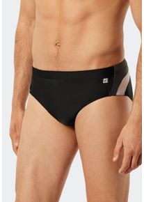 Badeslip Schiesser "Nautical Active", Herren, Gr. 4, N-Gr, schwarz (000, schwarz), Gewirkt, Obermaterial: 82% Polyamid, 18% Elasthan, Badehosen Badeslip, mit komfortablem Innenslip, Bindekordel