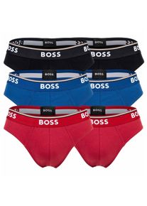 Slip BOSS "Slip Briefs 3P Power 6er Pack", Herren, Gr. L, bunt (rot, blau, schwarz), Obermaterial: 95% Baumwolle CO. 5% Elasthan EL., Unterhosen Slip