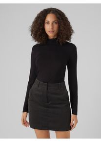 V&eacute;ro Moda Langarmshirt VERO MODA "VMALBERTE LS ROLLNECK TOP JRS NOOS", Damen, Gr. M, schwarz, Jersey, Obermaterial: 95% Viskose, 5% Elasthan, unifarben, normal, Rundhals, Shirts Langarmshirt