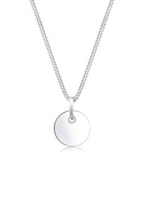 Kette mit Anh&auml;nger Elli "Halskette Panzerkette mit Kreis Rund Pl&auml;ttchen 925 Silber" Gr. 45, silber, Halsketten, Damen, 45, ohne Stein, Silber 925 (Sterlingsilber), Kette mit Anh&auml;nger