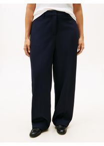 Anzughose Tommy Hilfiger Curve "CRV PUNTO RLXD STRAIGHT PANT", Damen, Gr. 48, N-Gr, blau (schwarz night navy), Web, Obermaterial: 68% Polyester, 28% Viskose, 4% Elasthan, unifarben, relaxed fit, Hosen Anzughose, in gro&szlig;en Gr&ouml;&szlig;en